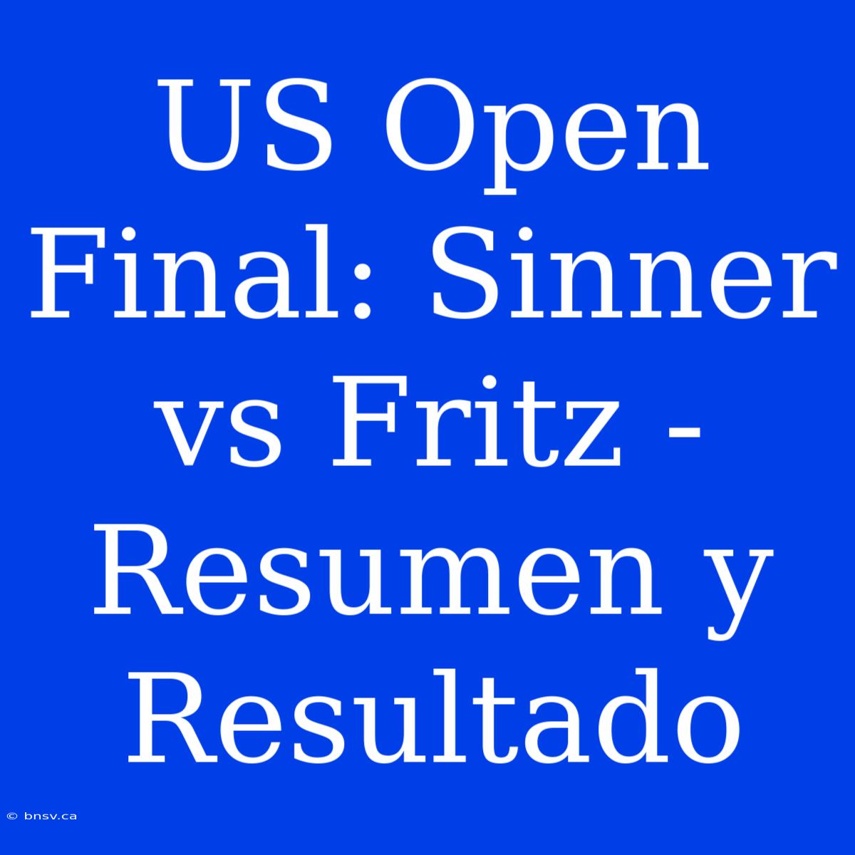 US Open Final: Sinner Vs Fritz - Resumen Y Resultado