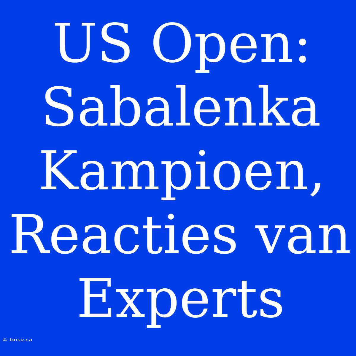 US Open: Sabalenka Kampioen, Reacties Van Experts