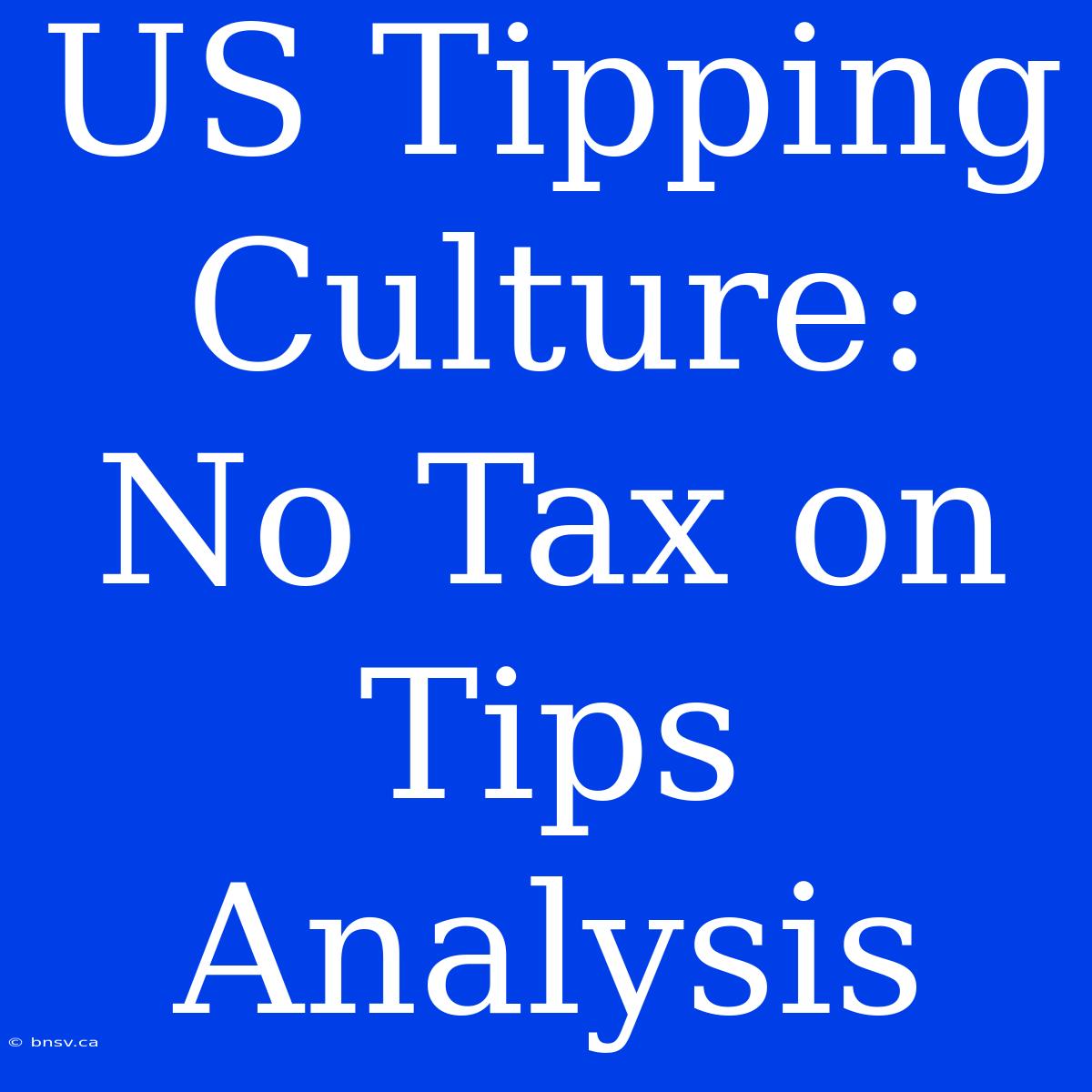 US Tipping Culture: No Tax On Tips Analysis