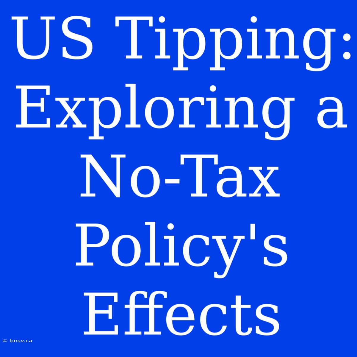 US Tipping: Exploring A No-Tax Policy's Effects