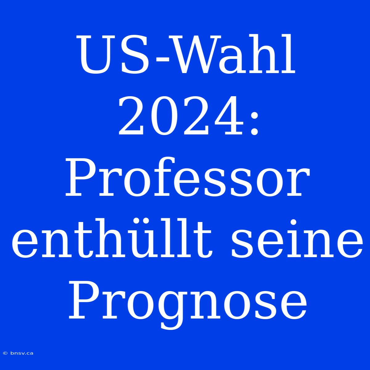 US-Wahl 2024: Professor Enthüllt Seine Prognose