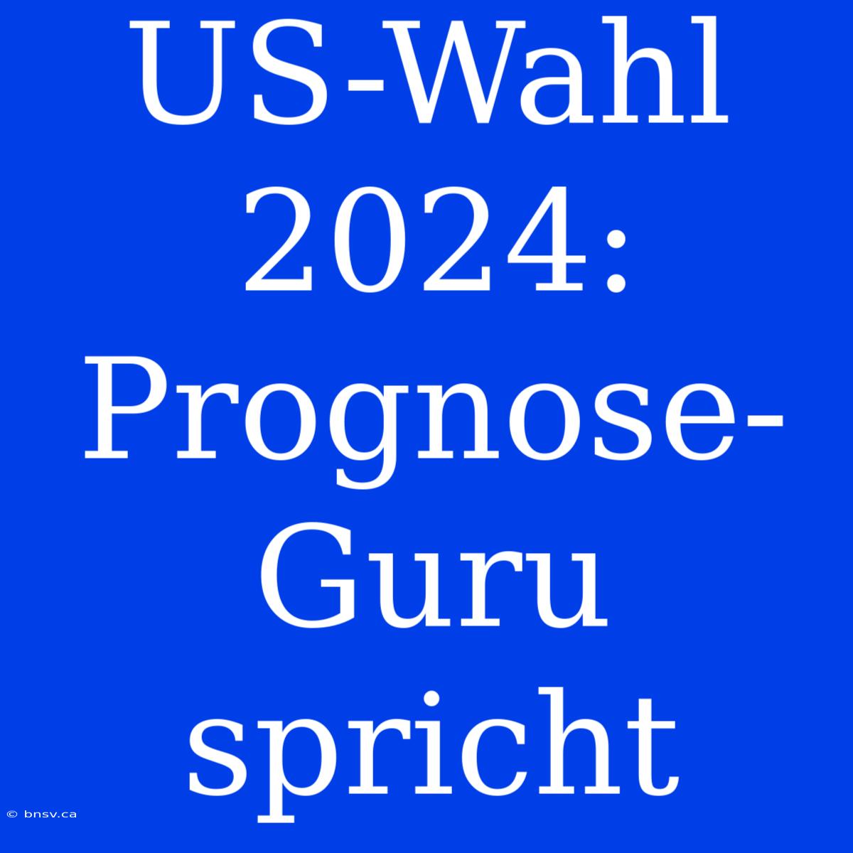 US-Wahl 2024: Prognose-Guru Spricht