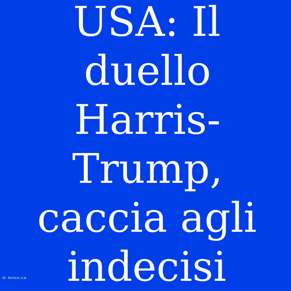 USA: Il Duello Harris-Trump, Caccia Agli Indecisi