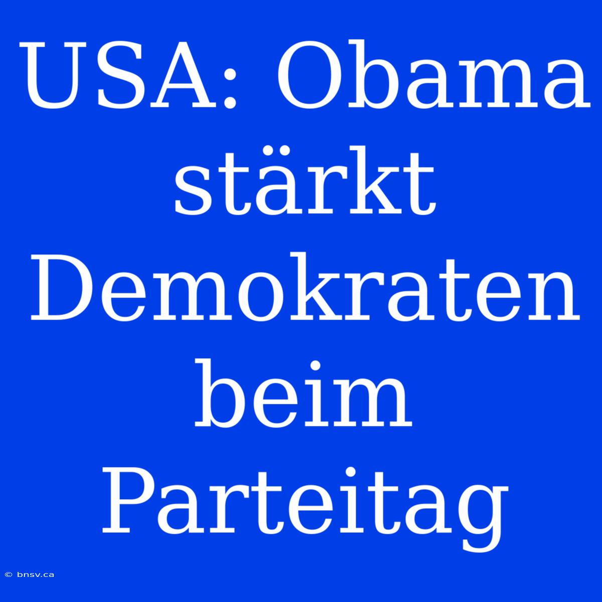 USA: Obama Stärkt Demokraten Beim Parteitag