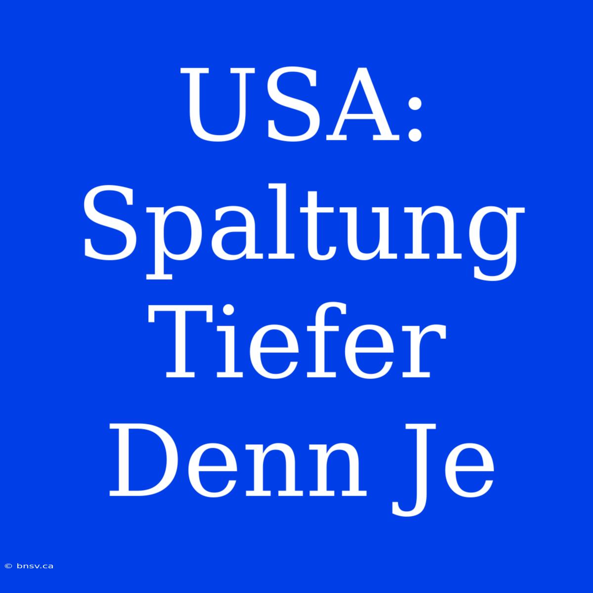 USA: Spaltung Tiefer Denn Je