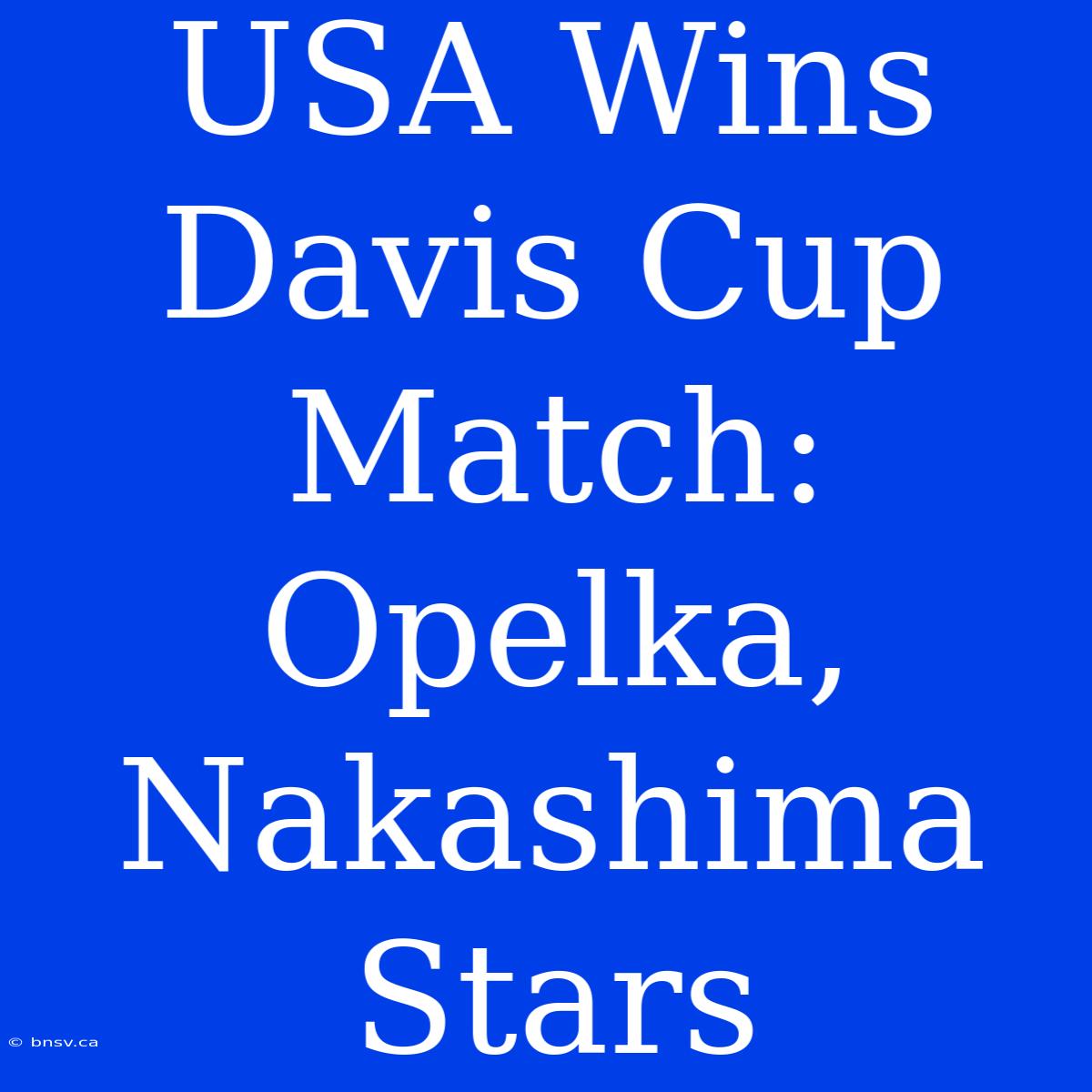 USA Wins Davis Cup Match: Opelka, Nakashima Stars