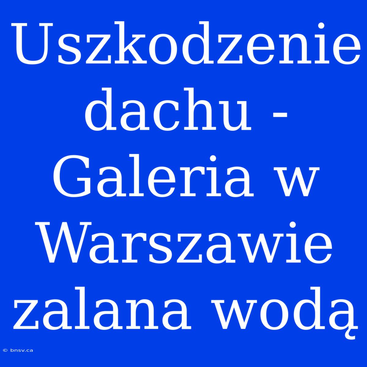 Uszkodzenie Dachu - Galeria W Warszawie Zalana Wodą