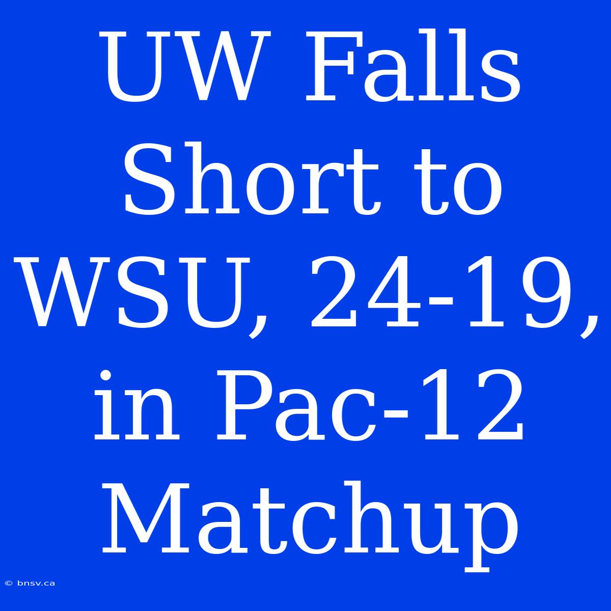 UW Falls Short To WSU, 24-19, In Pac-12 Matchup