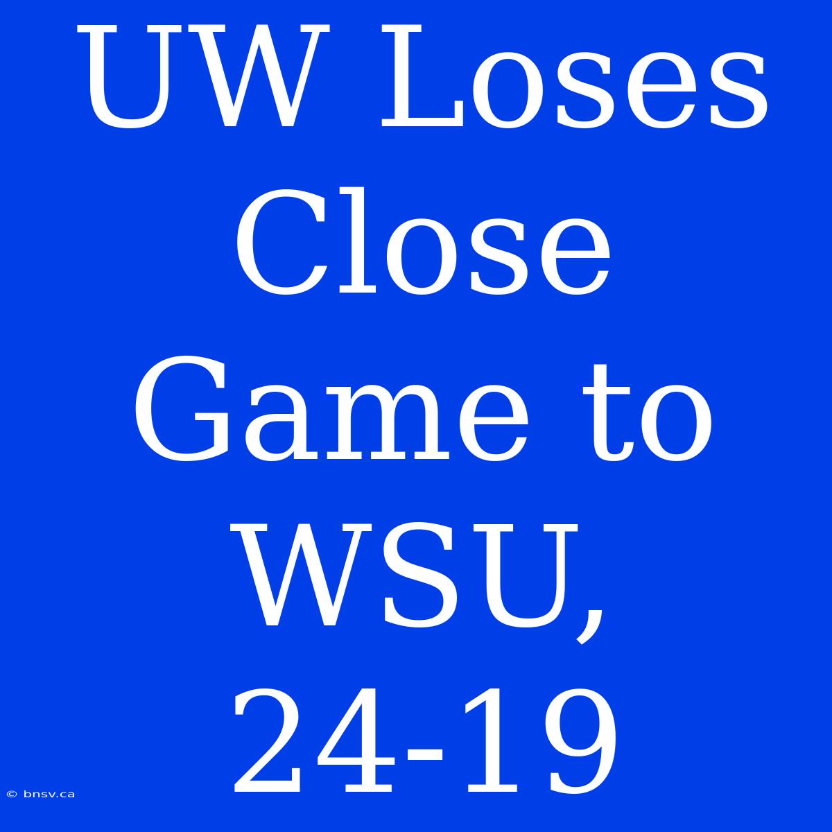 UW Loses Close Game To WSU, 24-19