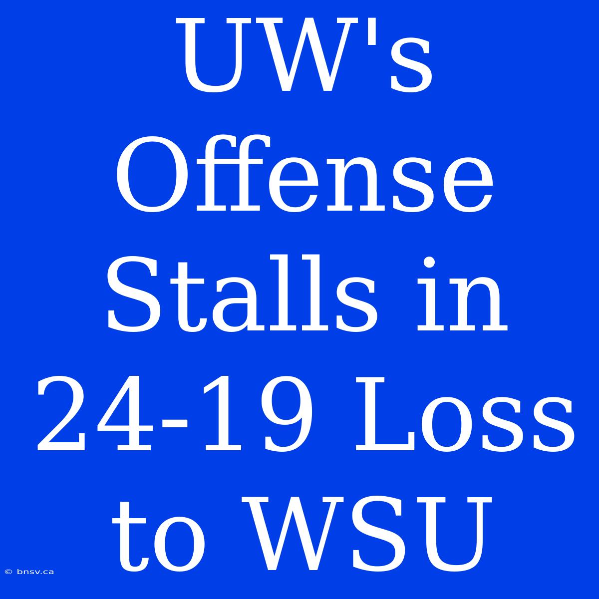 UW's Offense Stalls In 24-19 Loss To WSU