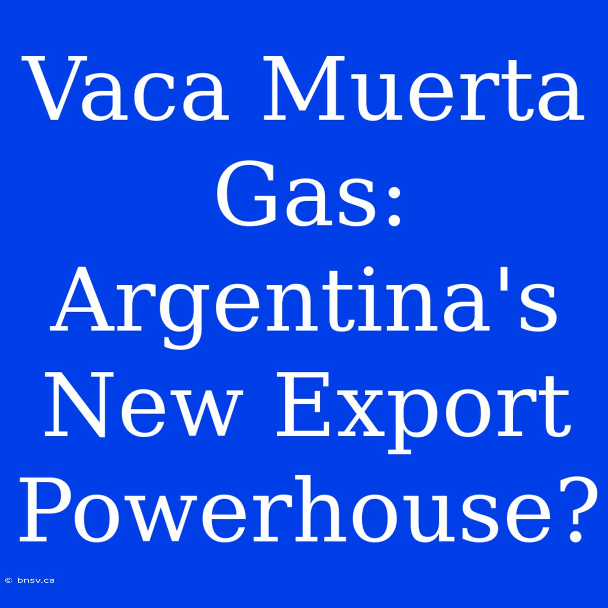 Vaca Muerta Gas: Argentina's New Export Powerhouse?