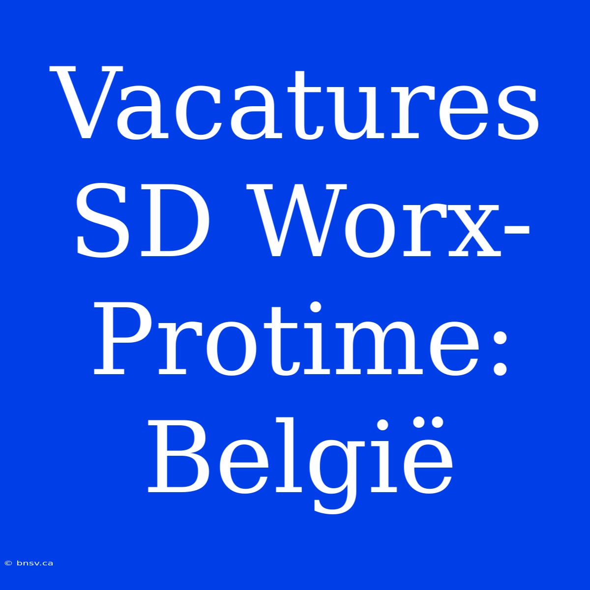 Vacatures SD Worx-Protime: België