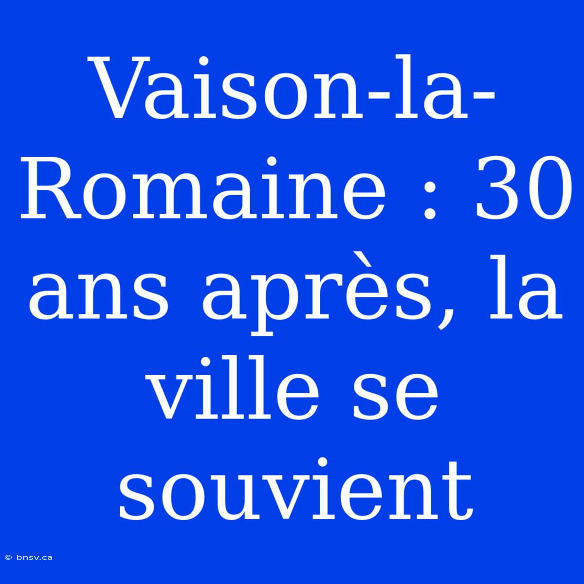 Vaison-la-Romaine : 30 Ans Après, La Ville Se Souvient