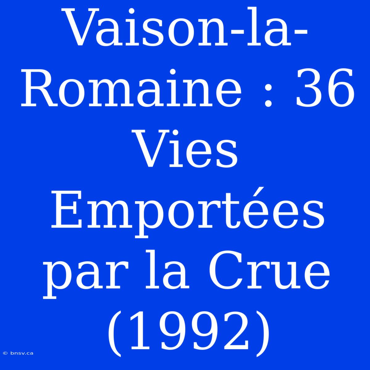 Vaison-la-Romaine : 36 Vies Emportées Par La Crue (1992)