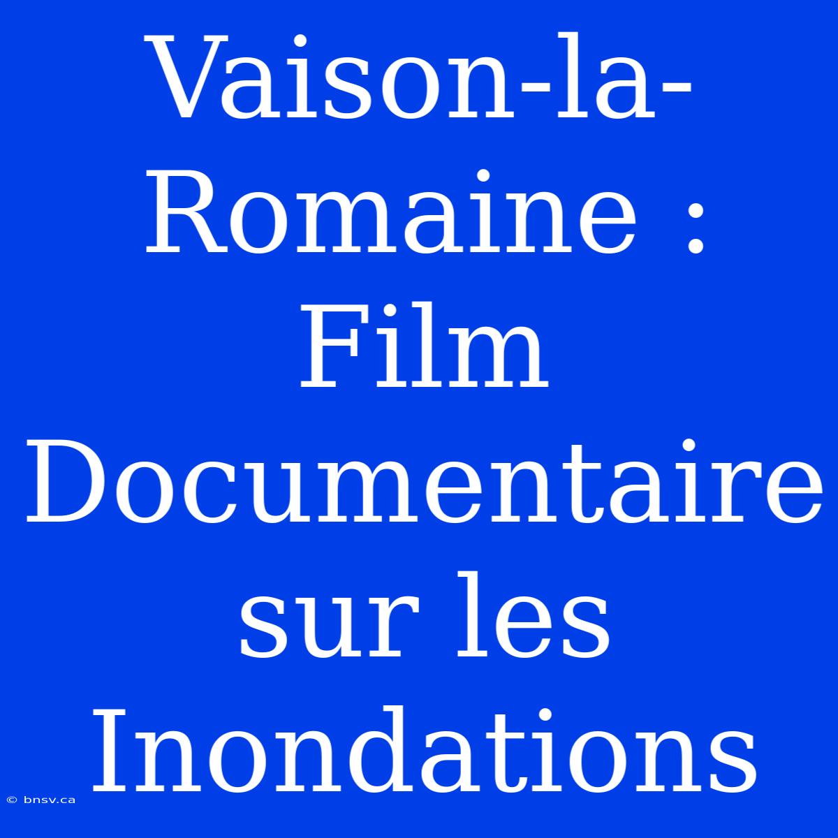 Vaison-la-Romaine : Film Documentaire Sur Les Inondations