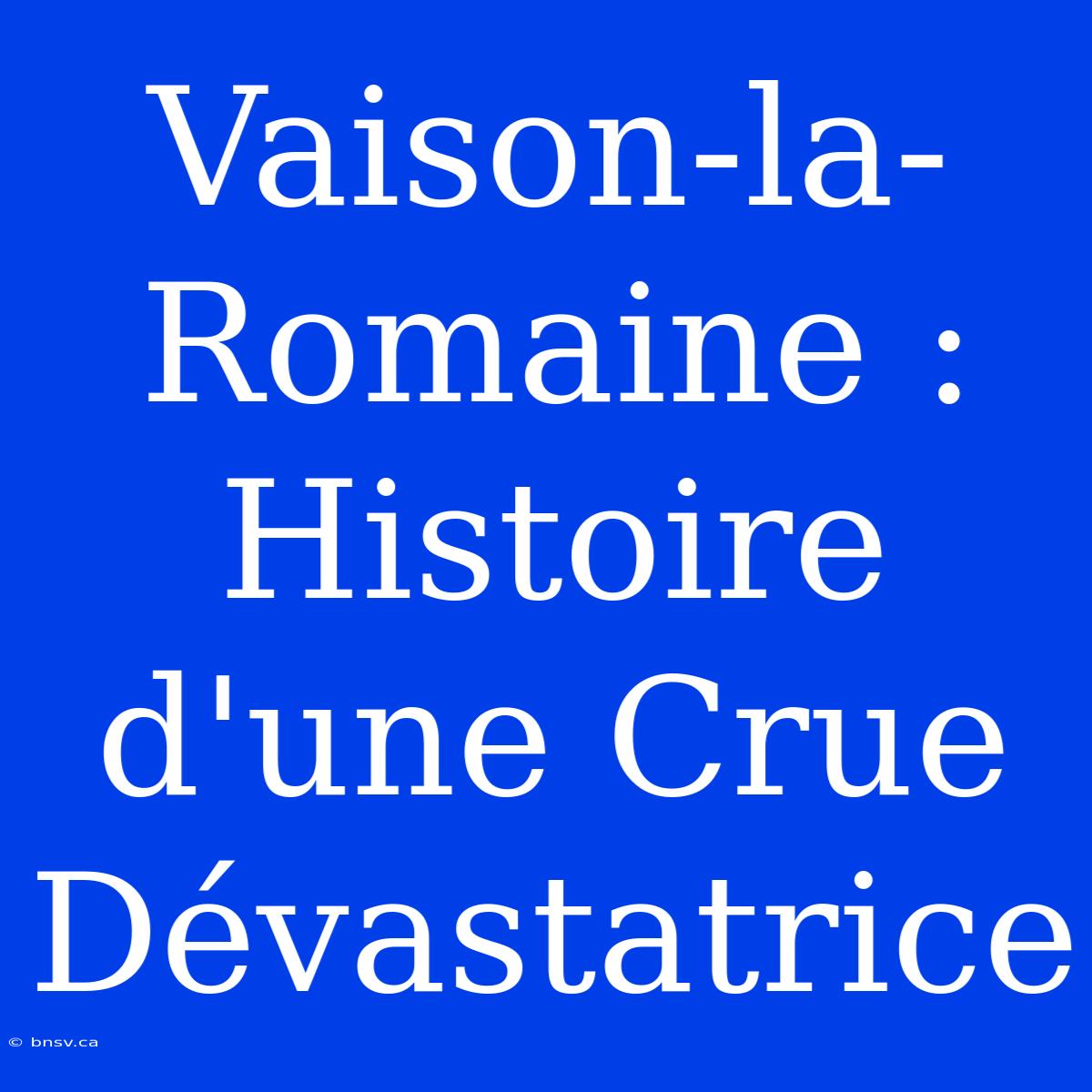 Vaison-la-Romaine : Histoire D'une Crue Dévastatrice