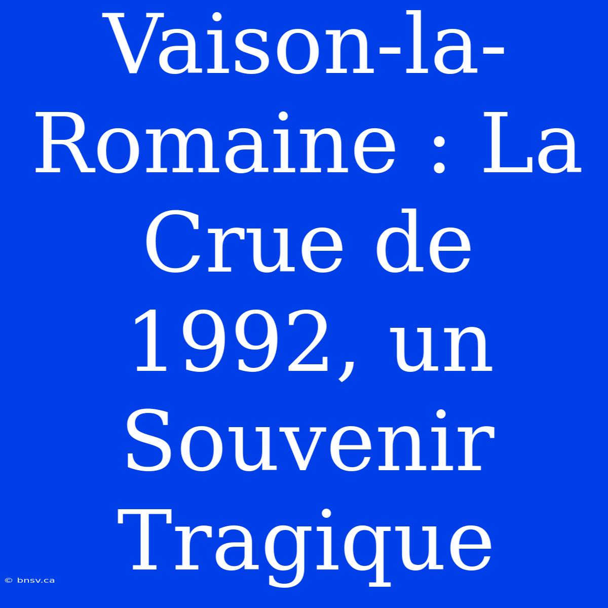 Vaison-la-Romaine : La Crue De 1992, Un Souvenir Tragique