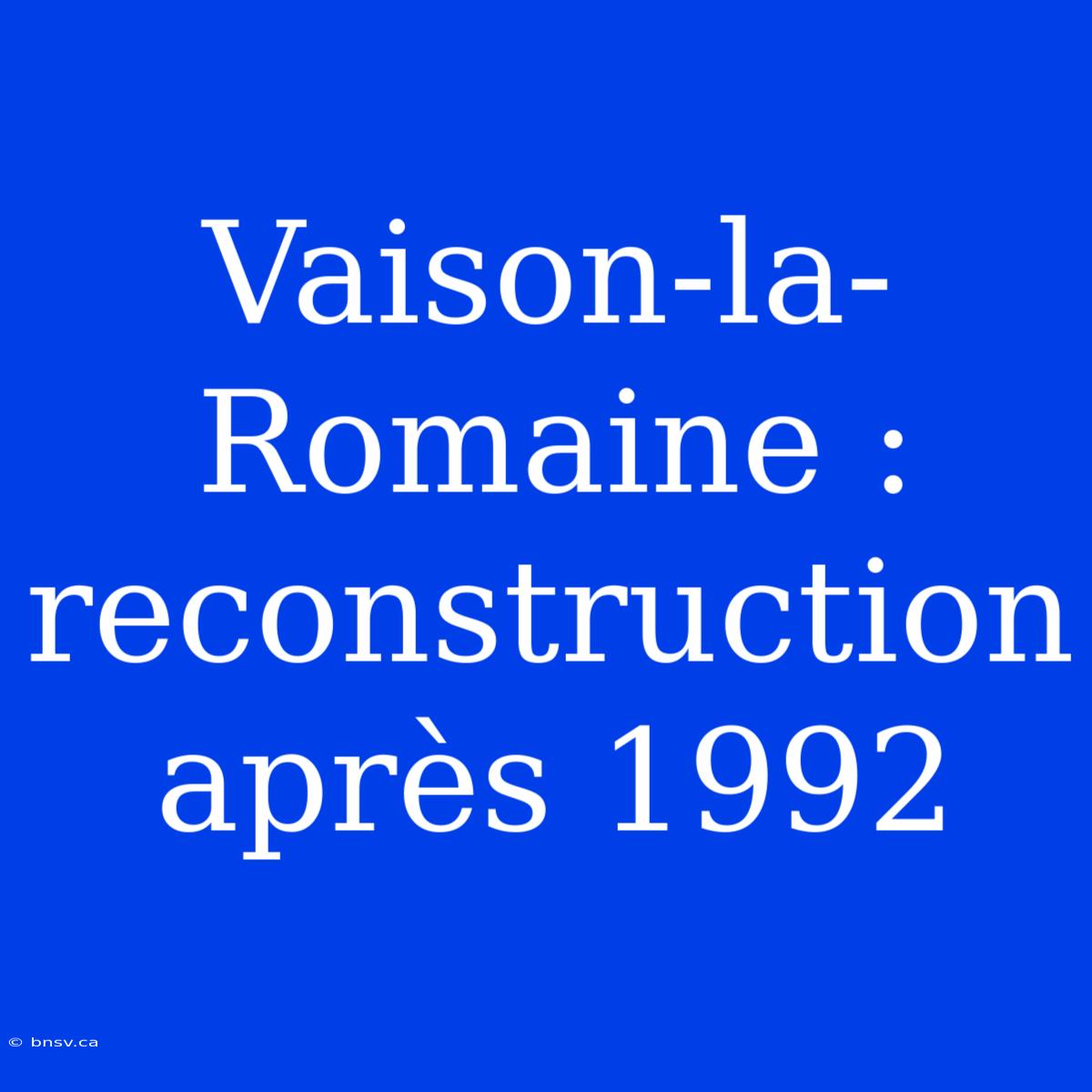 Vaison-la-Romaine : Reconstruction Après 1992