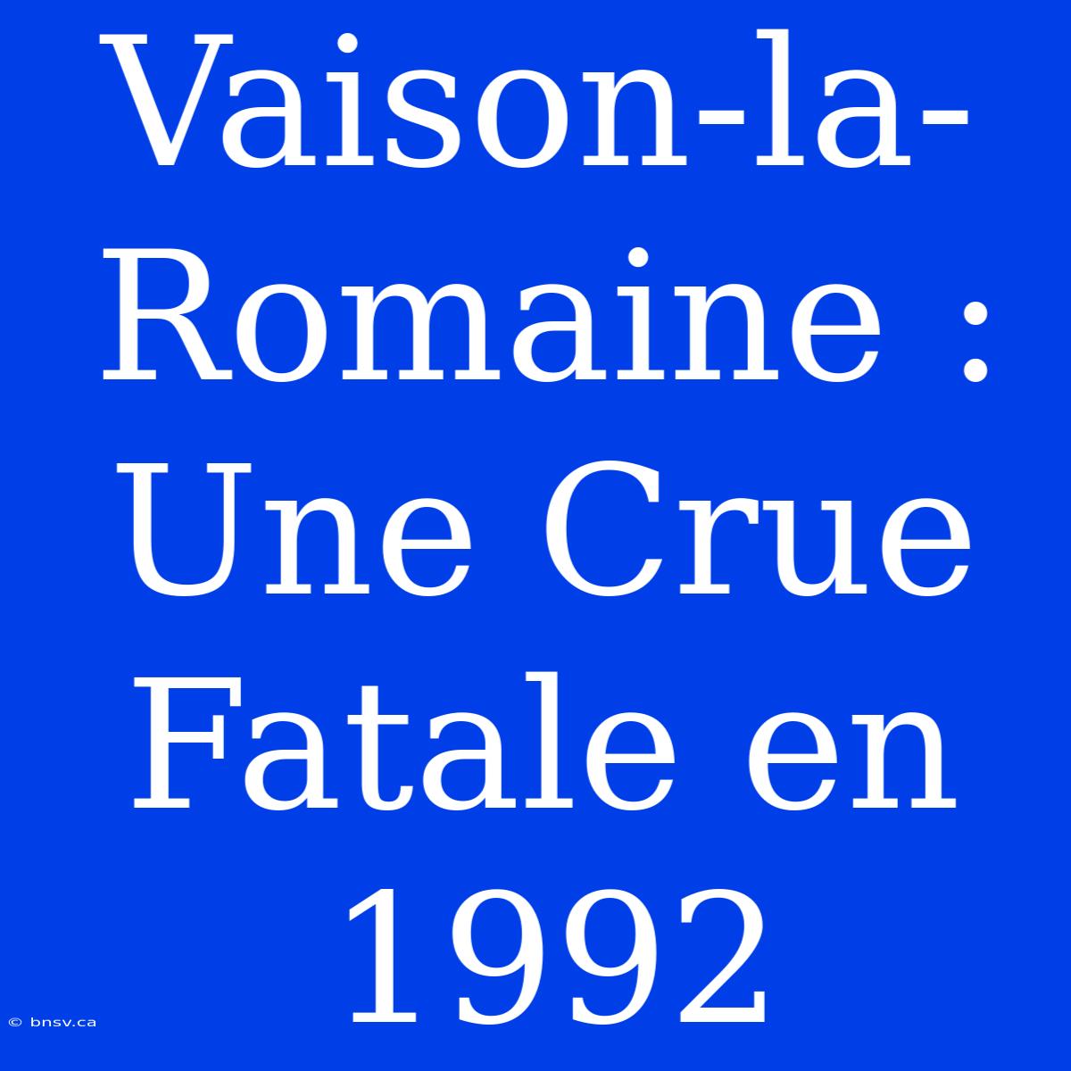 Vaison-la-Romaine : Une Crue Fatale En 1992