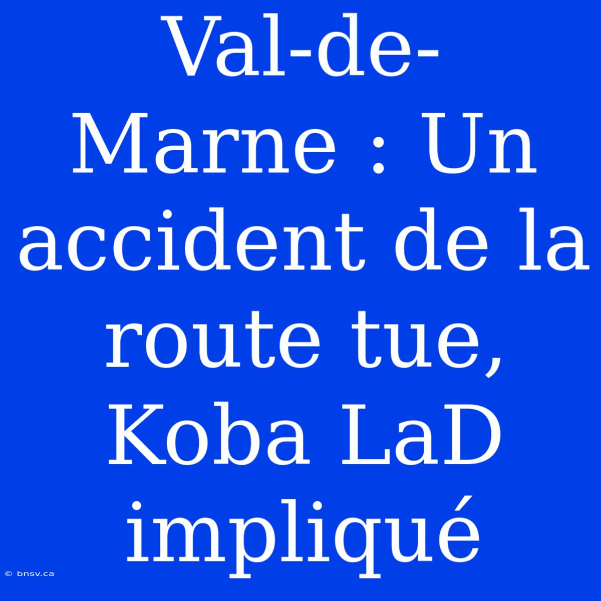 Val-de-Marne : Un Accident De La Route Tue, Koba LaD Impliqué