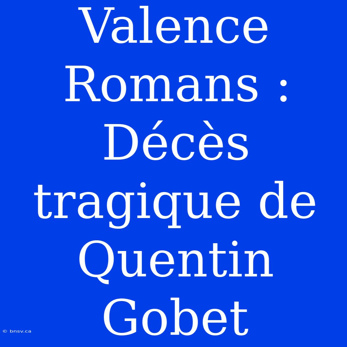 Valence Romans : Décès Tragique De Quentin Gobet