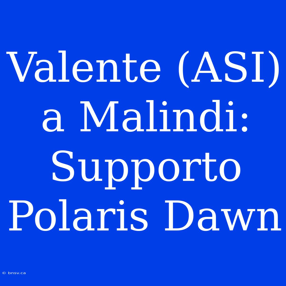 Valente (ASI) A Malindi: Supporto Polaris Dawn