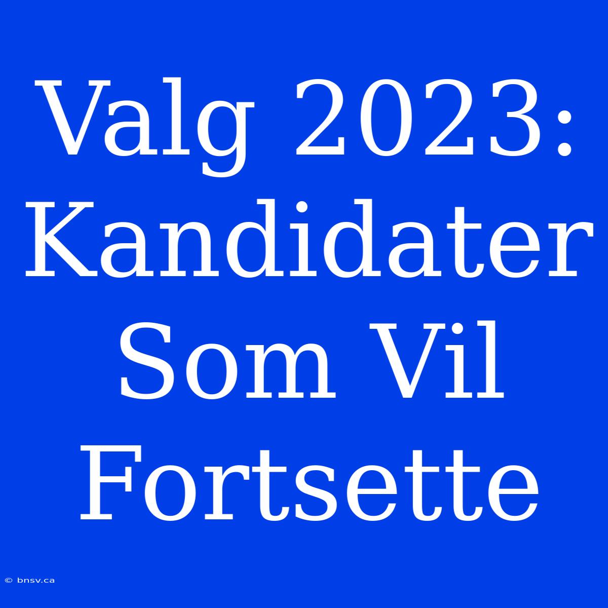 Valg 2023: Kandidater Som Vil Fortsette