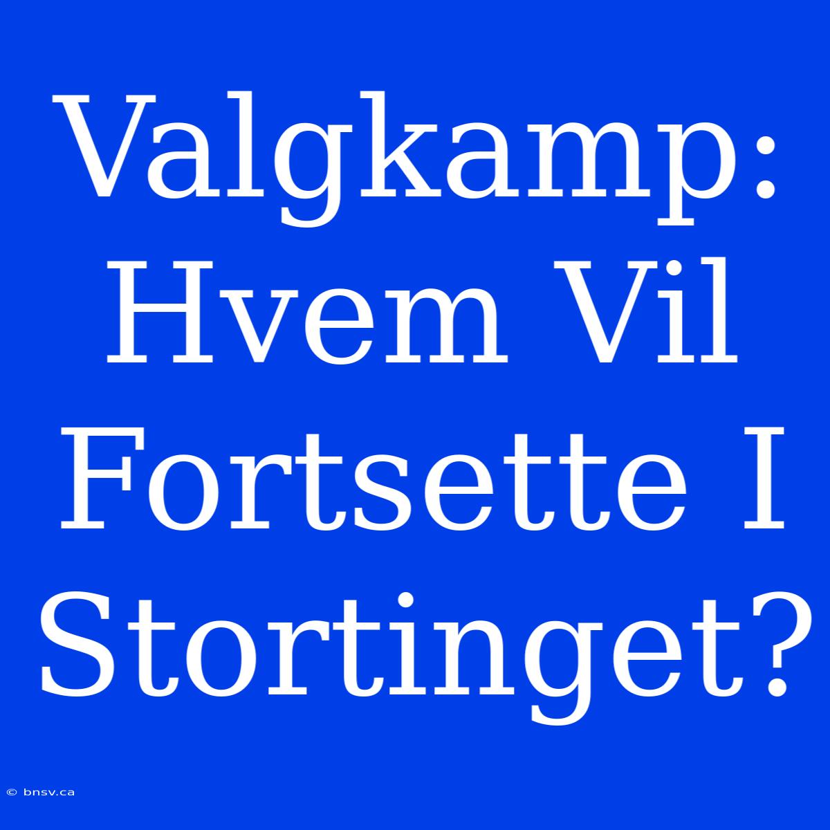 Valgkamp: Hvem Vil Fortsette I Stortinget?