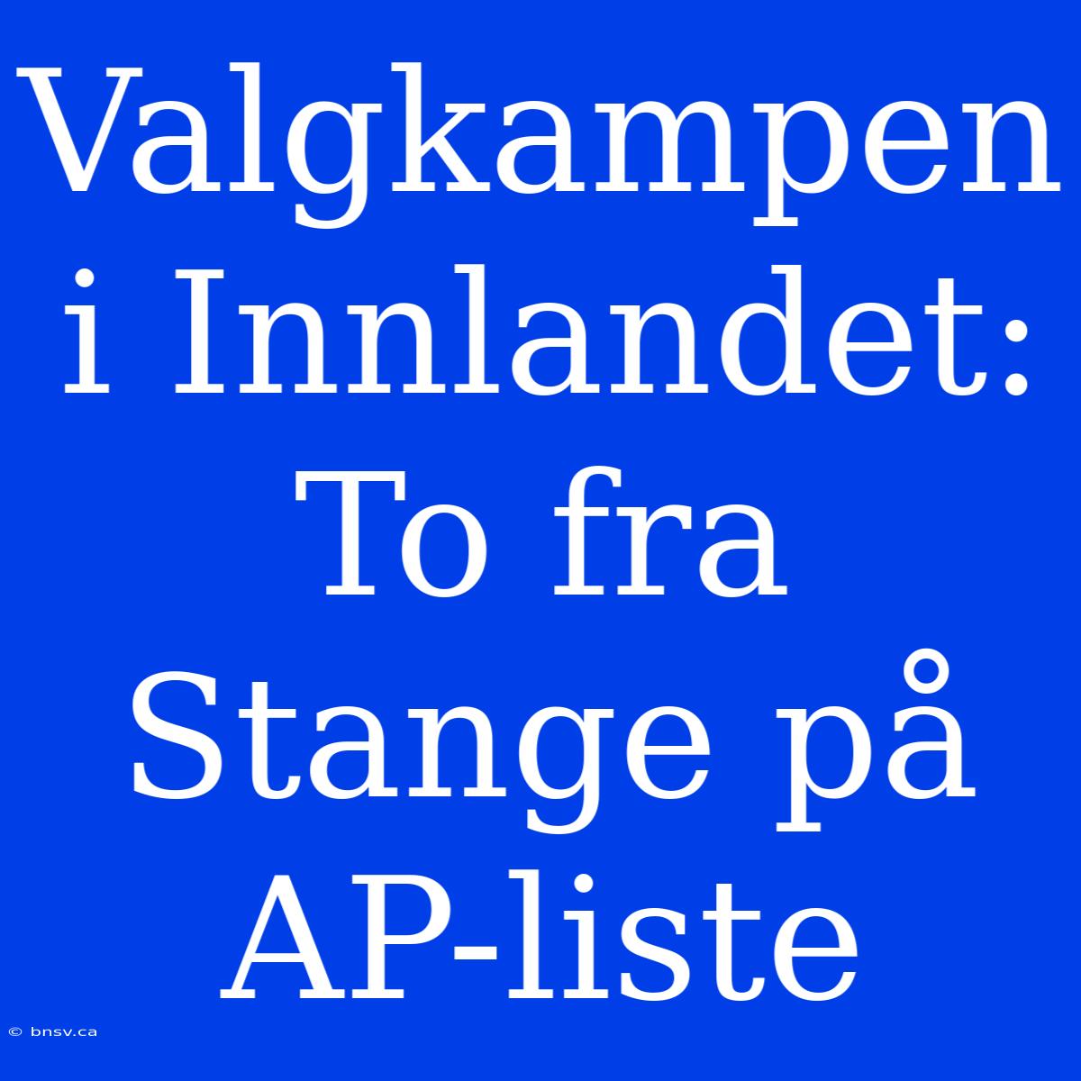 Valgkampen I Innlandet: To Fra Stange På AP-liste