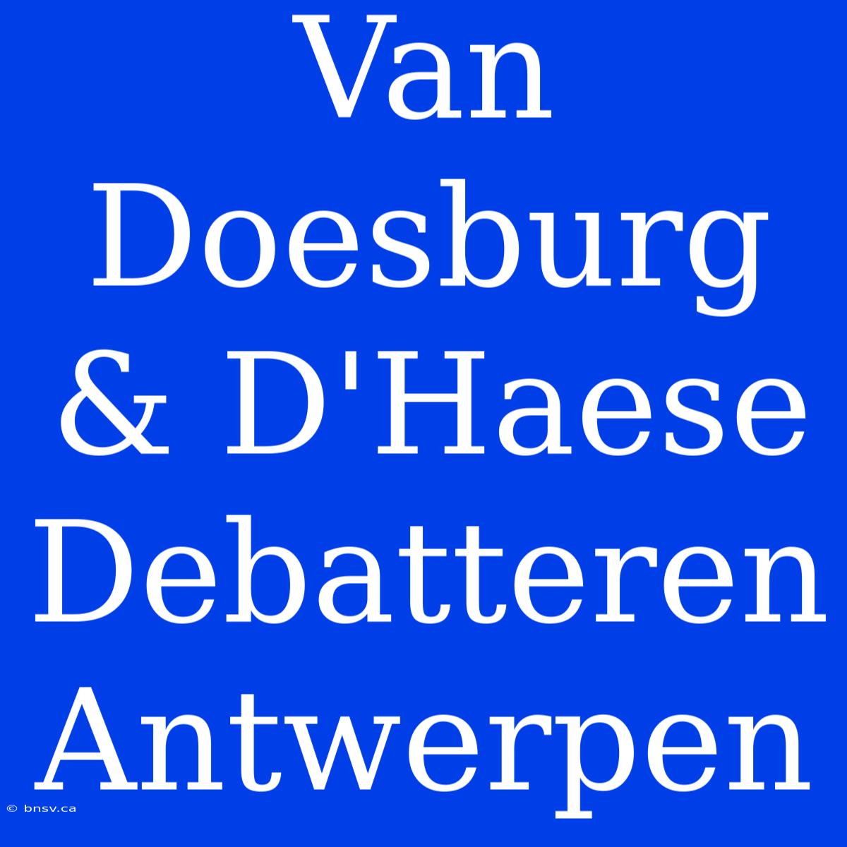 Van Doesburg & D'Haese Debatteren Antwerpen