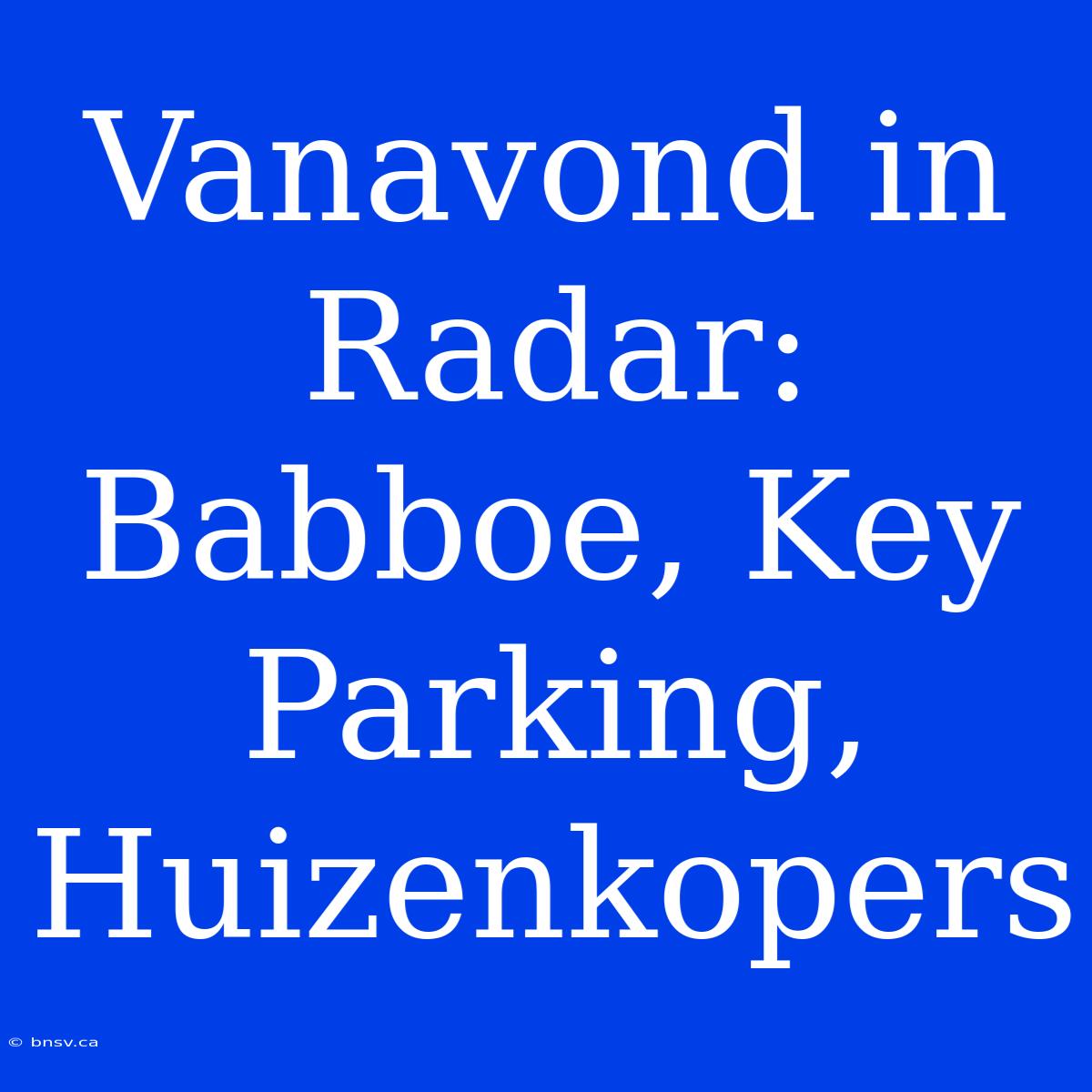 Vanavond In Radar: Babboe, Key Parking, Huizenkopers