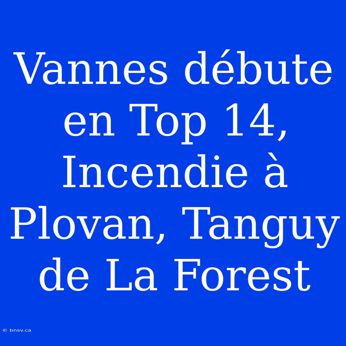 Vannes Débute En Top 14, Incendie À Plovan, Tanguy De La Forest