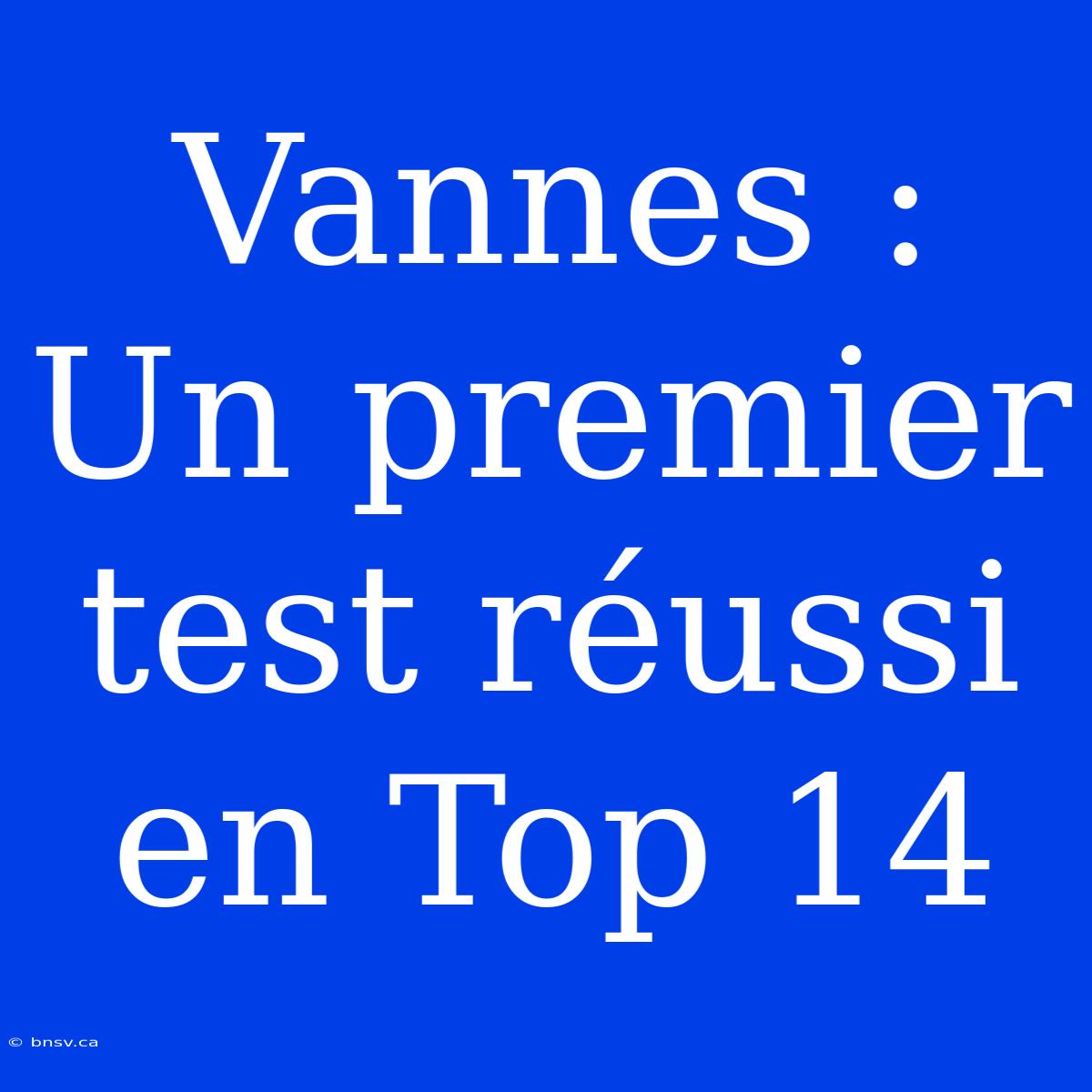 Vannes : Un Premier Test Réussi En Top 14