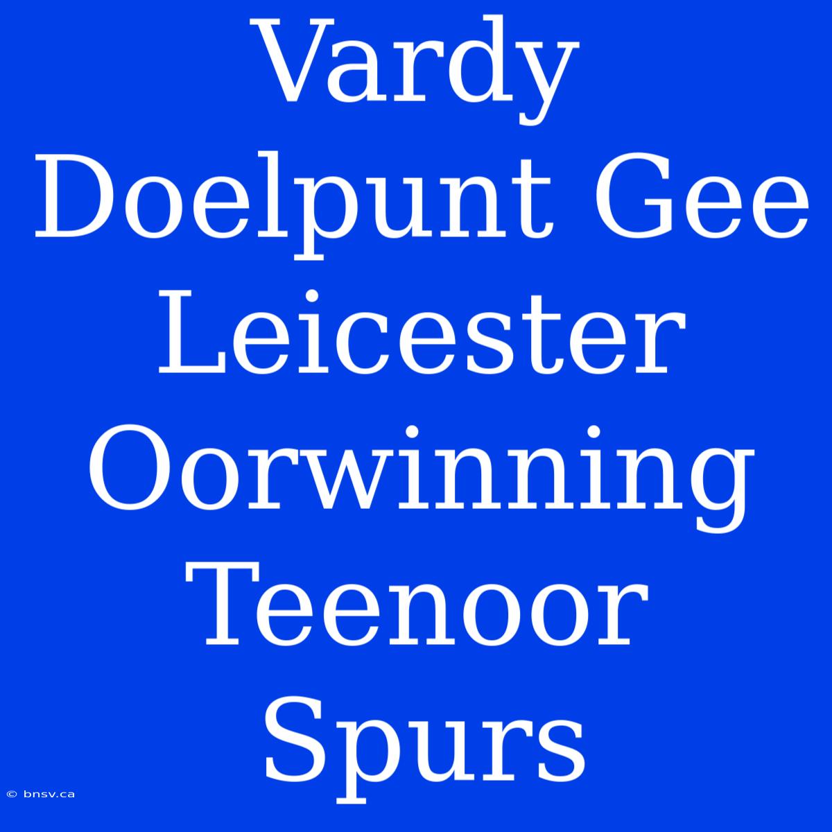 Vardy Doelpunt Gee Leicester Oorwinning Teenoor Spurs