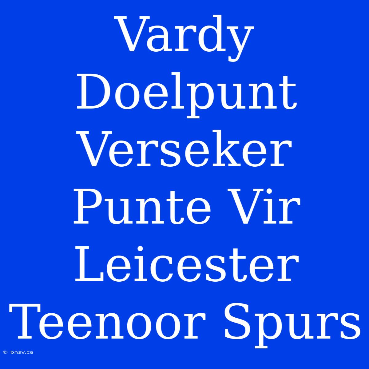 Vardy Doelpunt Verseker Punte Vir Leicester Teenoor Spurs