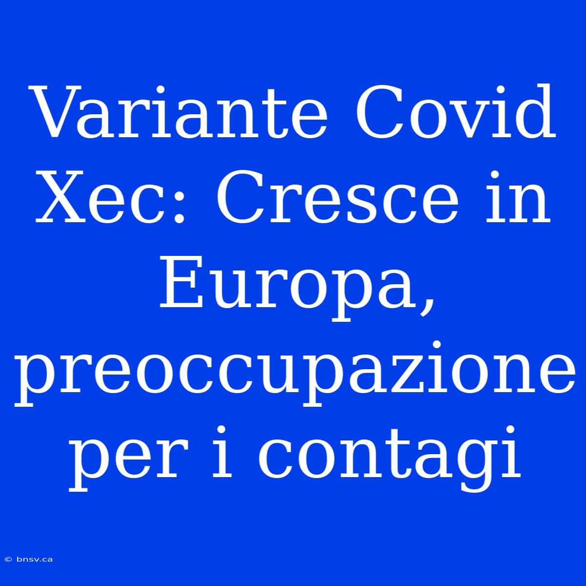 Variante Covid Xec: Cresce In Europa, Preoccupazione Per I Contagi