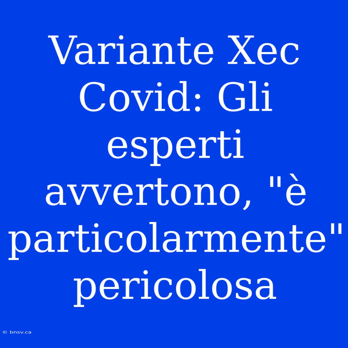 Variante Xec Covid: Gli Esperti Avvertono, 