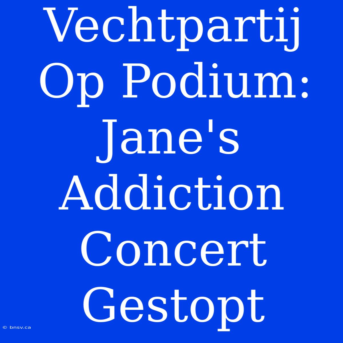 Vechtpartij Op Podium: Jane's Addiction Concert Gestopt