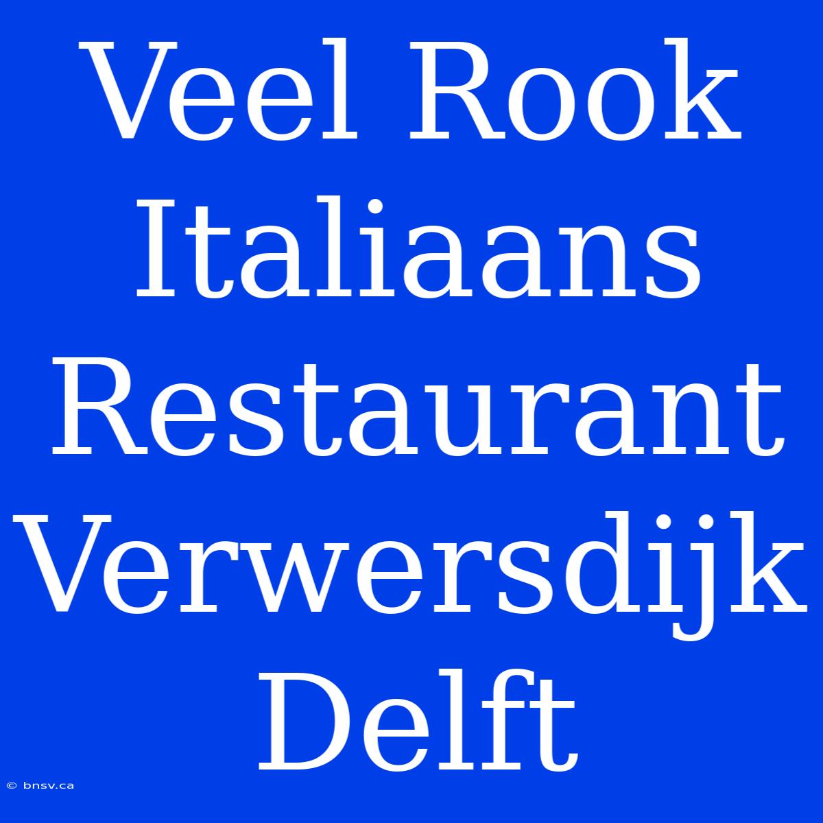 Veel Rook Italiaans Restaurant Verwersdijk Delft