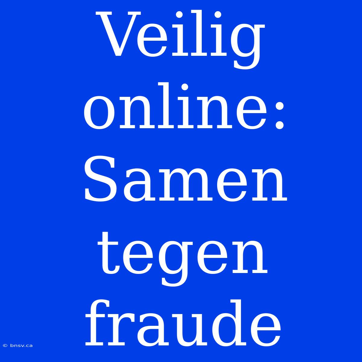 Veilig Online: Samen Tegen Fraude