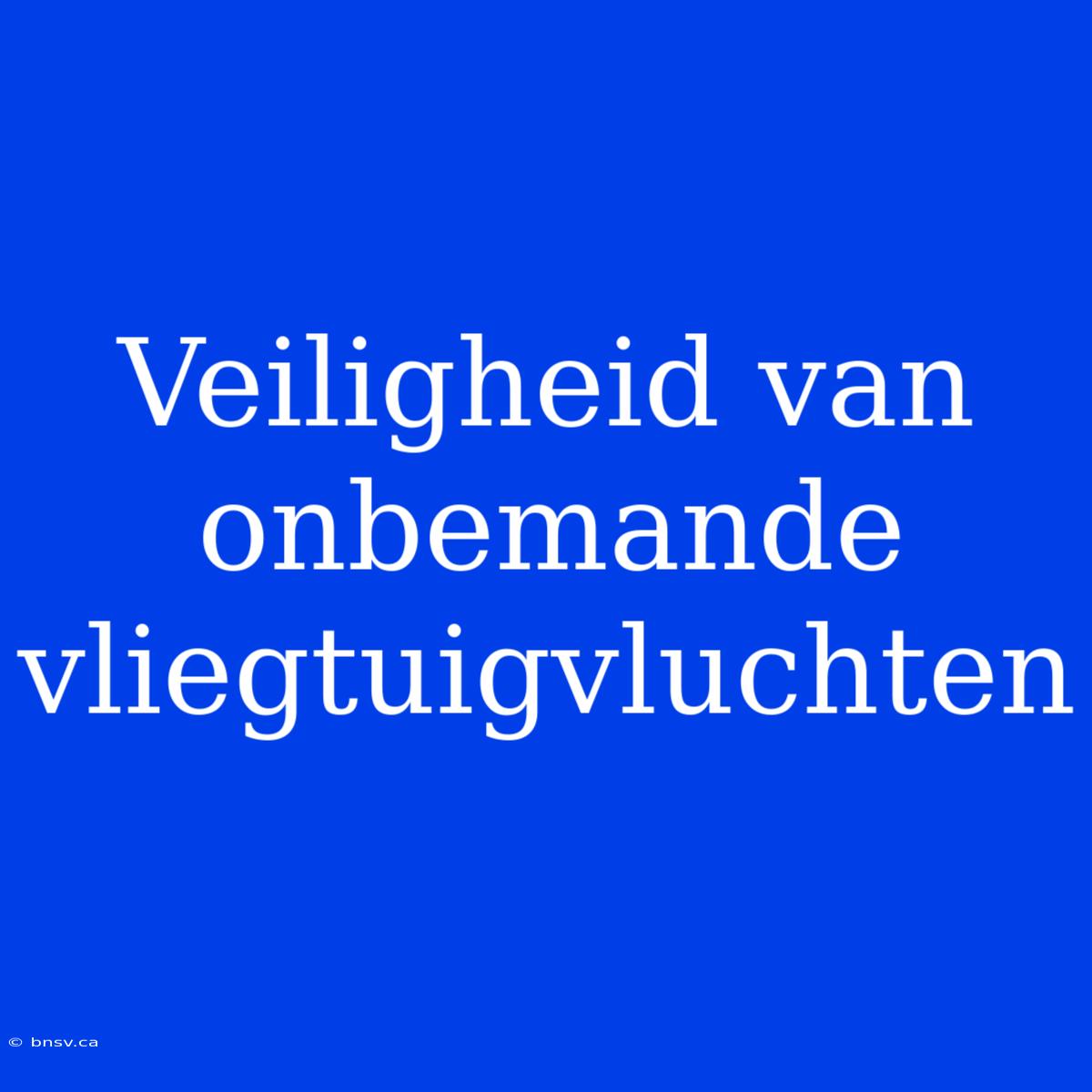 Veiligheid Van Onbemande Vliegtuigvluchten