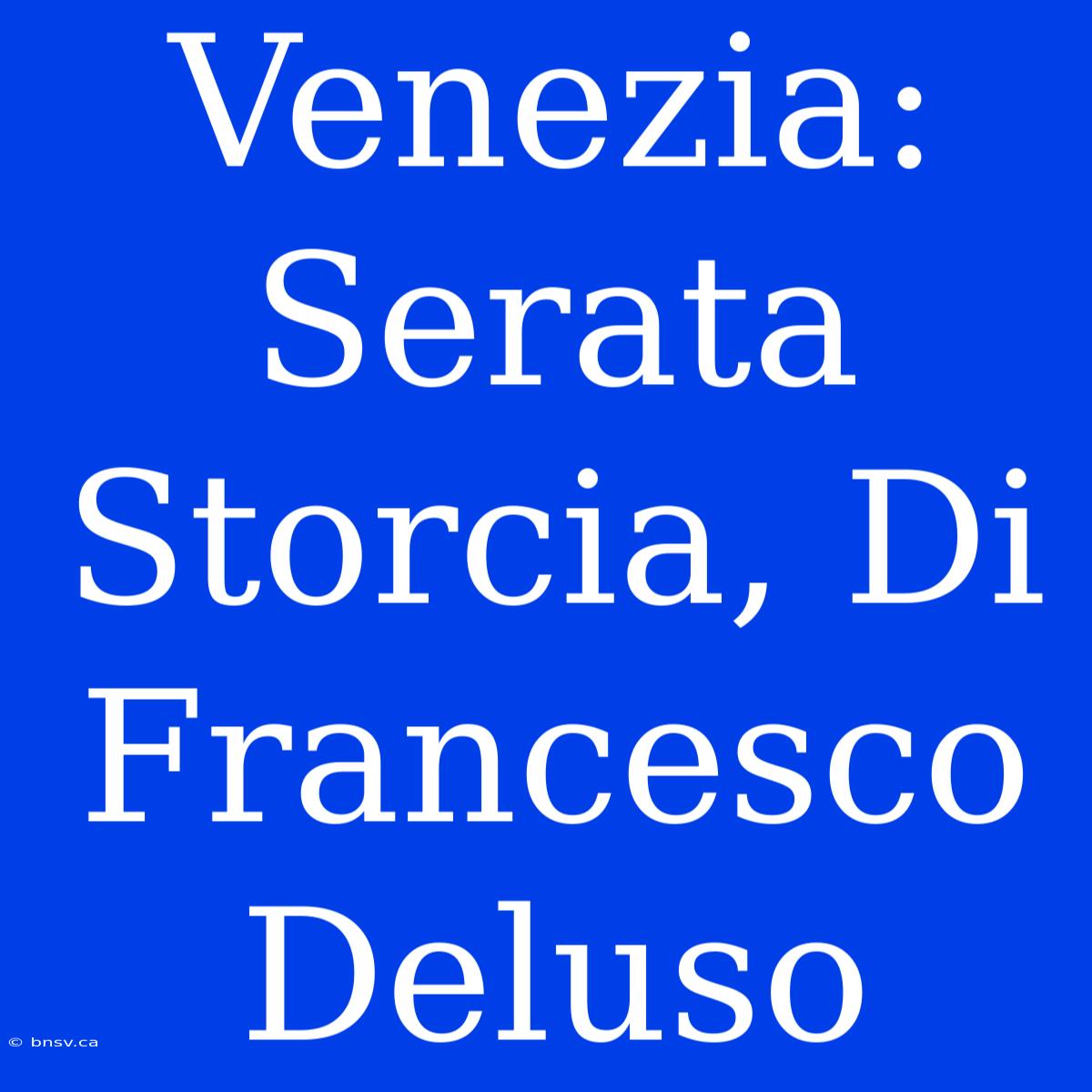 Venezia: Serata Storcia, Di Francesco Deluso