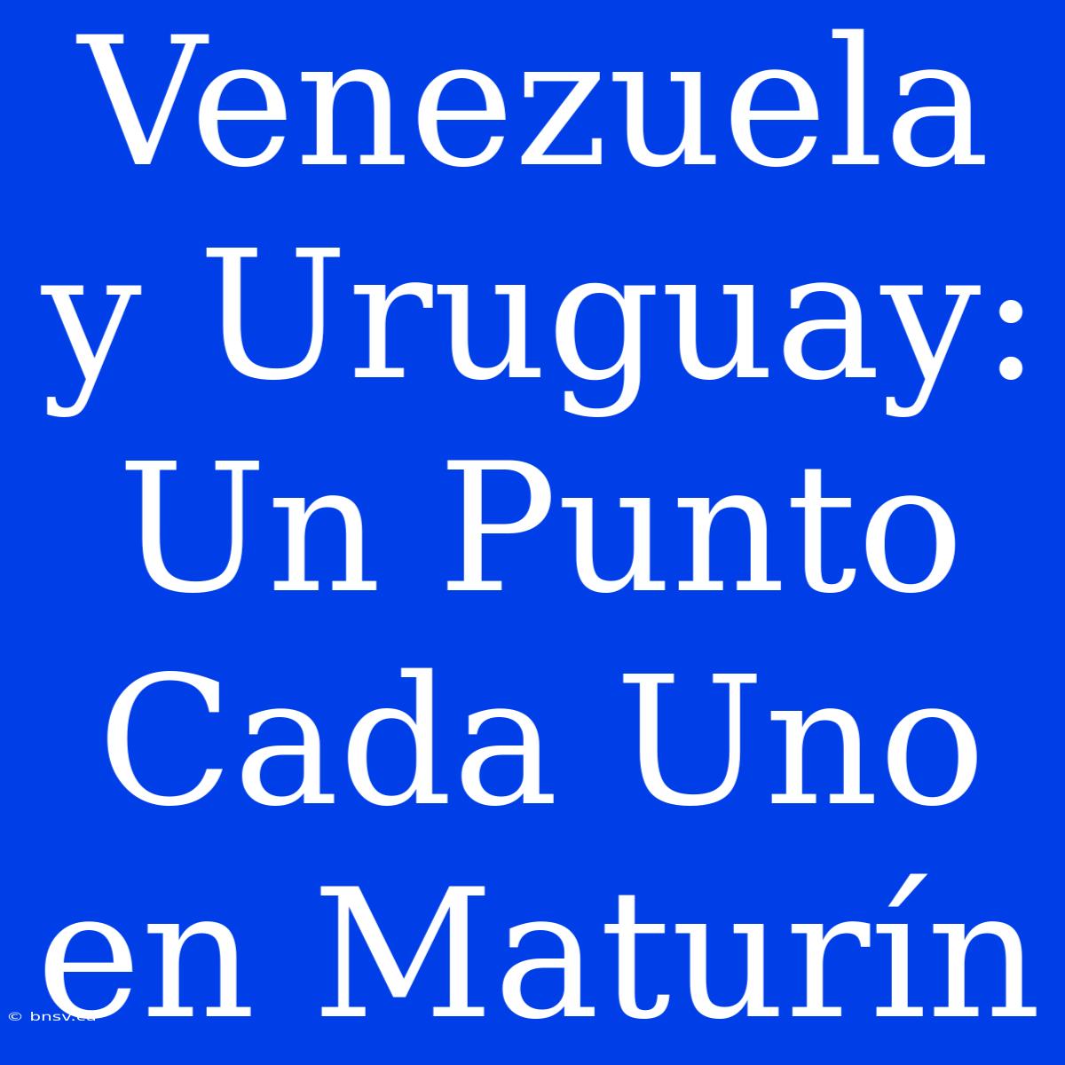 Venezuela Y Uruguay: Un Punto Cada Uno En Maturín