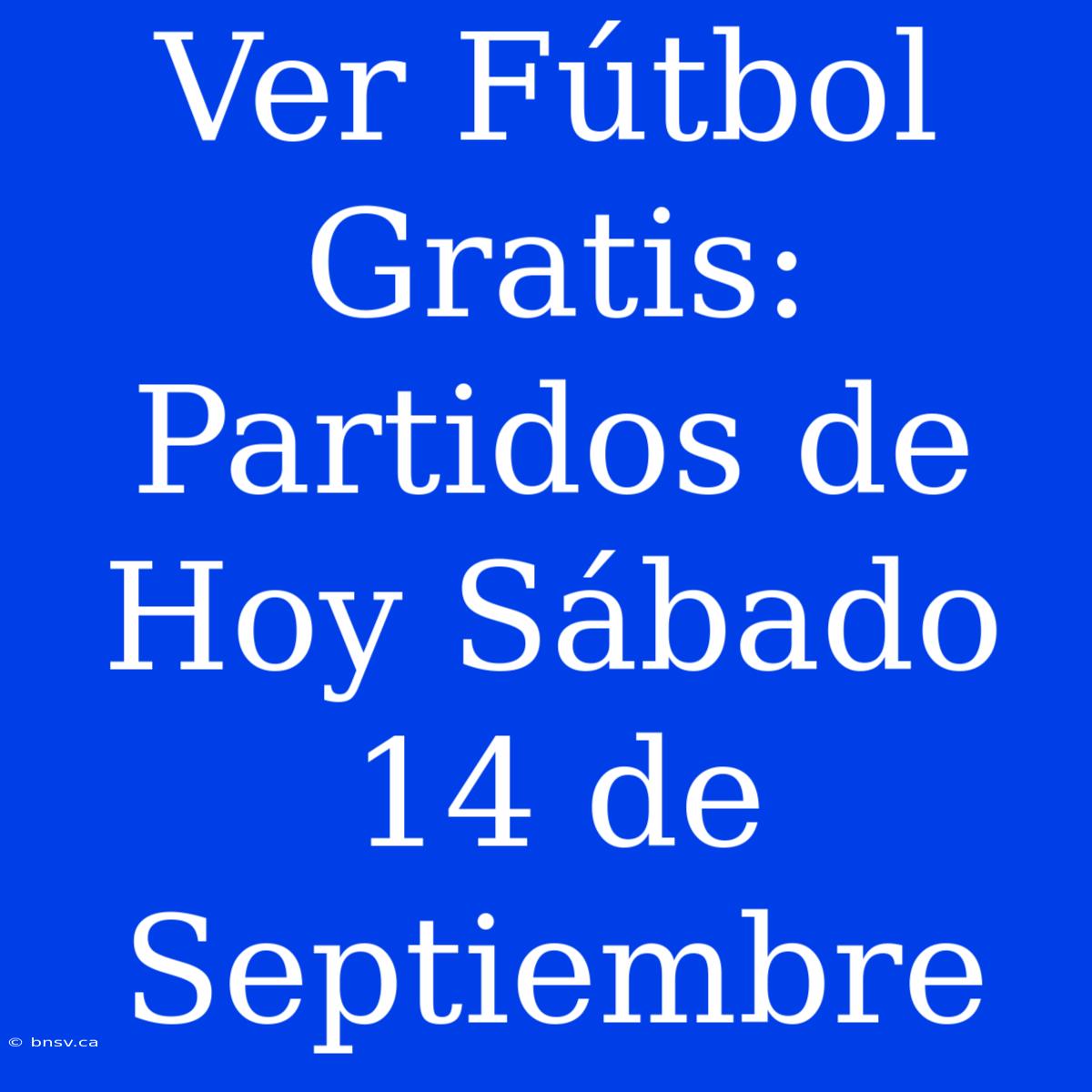 Ver Fútbol Gratis: Partidos De Hoy Sábado 14 De Septiembre