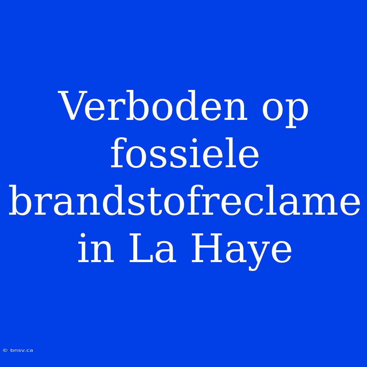 Verboden Op Fossiele Brandstofreclame In La Haye