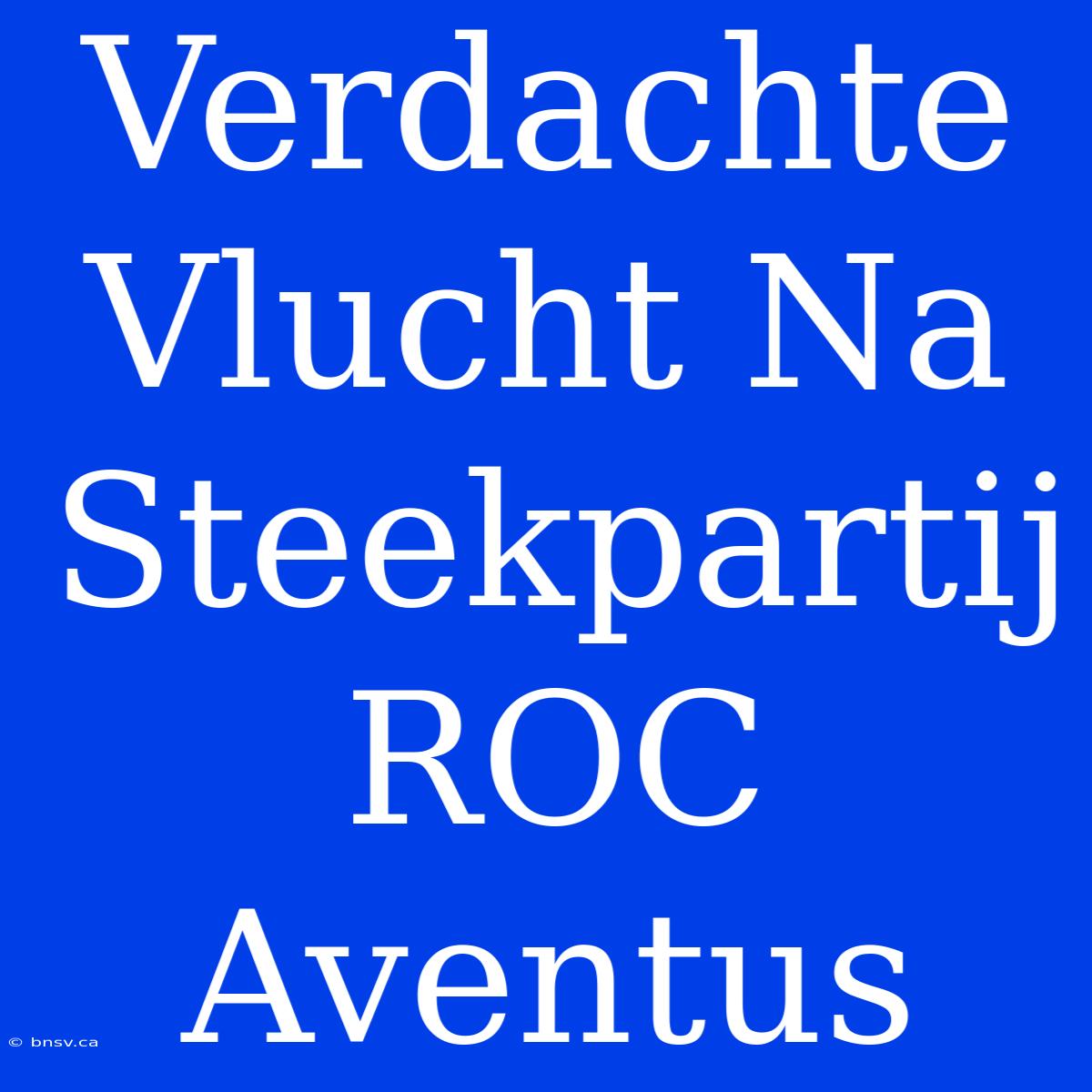 Verdachte Vlucht Na Steekpartij ROC Aventus