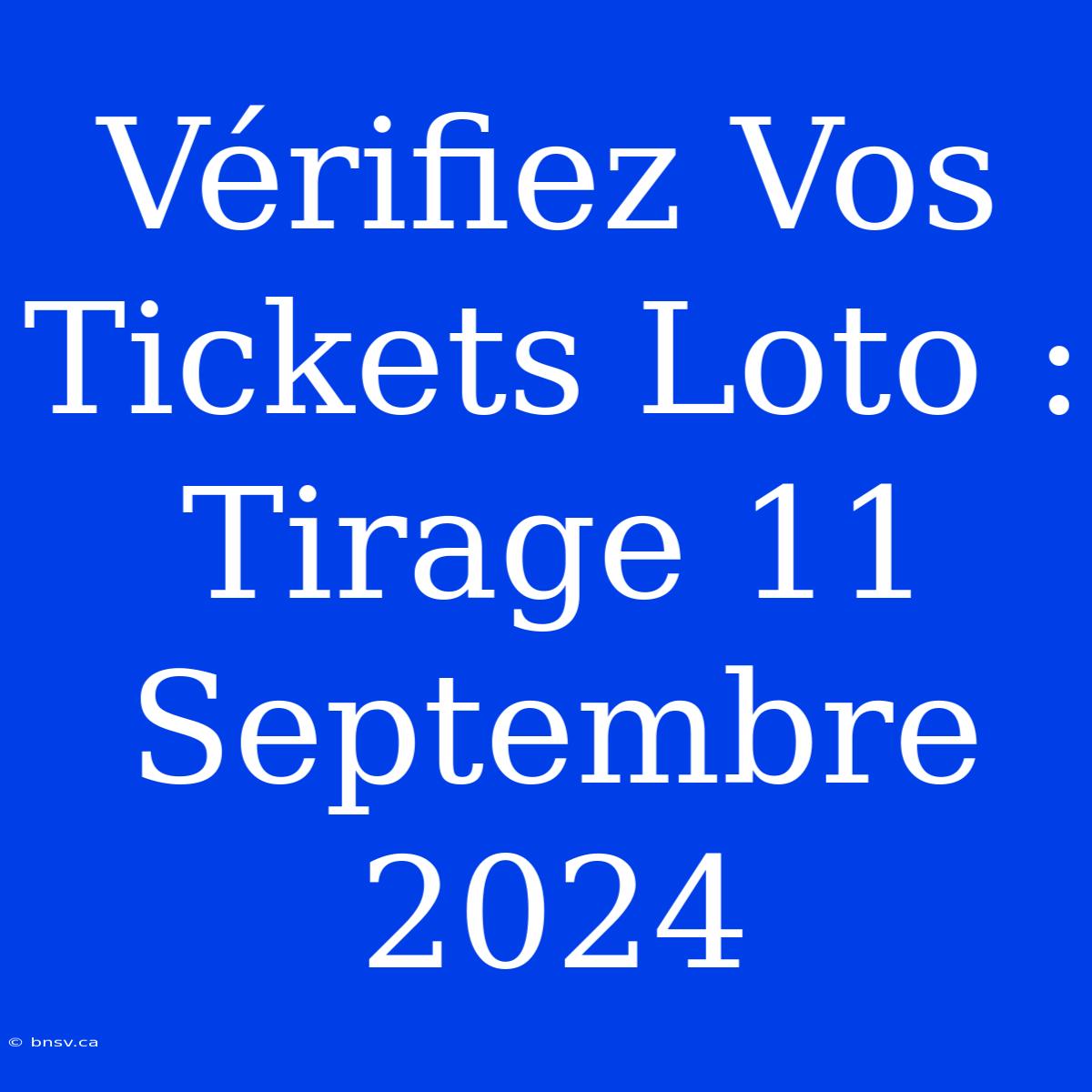 Vérifiez Vos Tickets Loto : Tirage 11 Septembre 2024