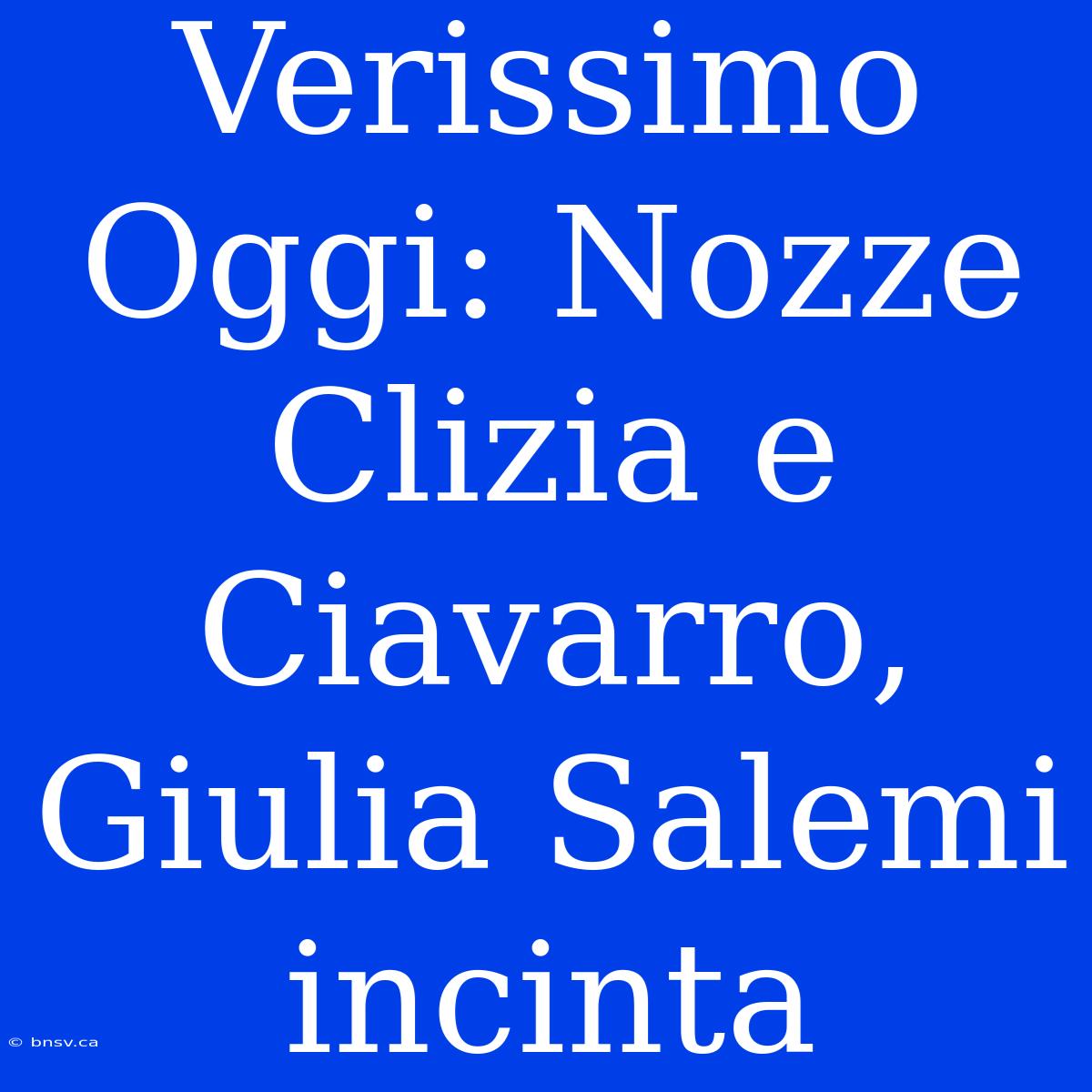 Verissimo Oggi: Nozze Clizia E Ciavarro, Giulia Salemi Incinta