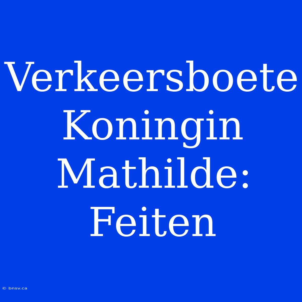 Verkeersboete Koningin Mathilde: Feiten