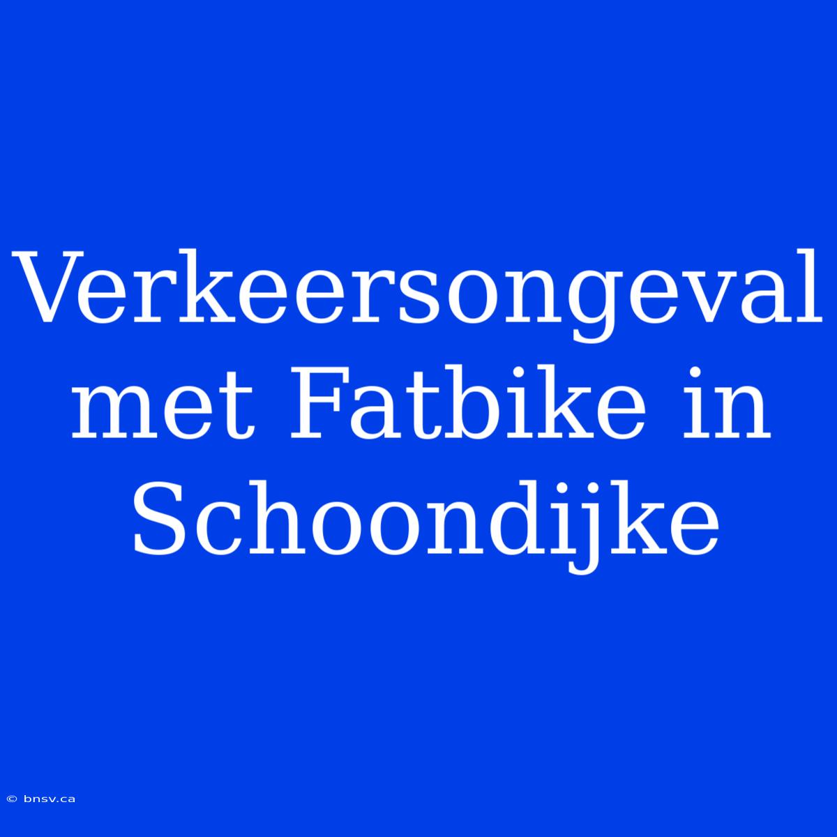 Verkeersongeval Met Fatbike In Schoondijke